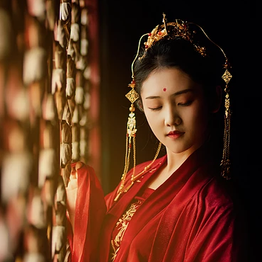 惊艳红衣女生头像唯美古风真人头像