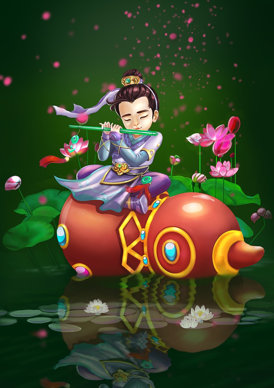查看《原画中国风之荷塘笛声》原图，原图尺寸：1240x1754