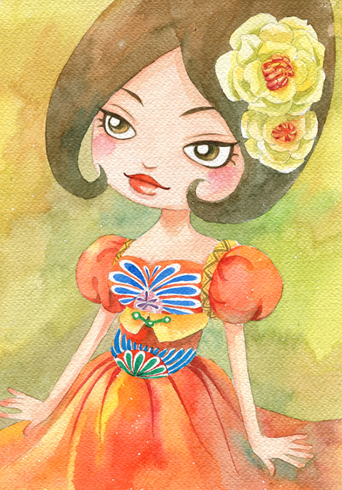 查看《【爱绘志】最红中国风 Flora花花爱着你》原图，原图尺寸：500x716