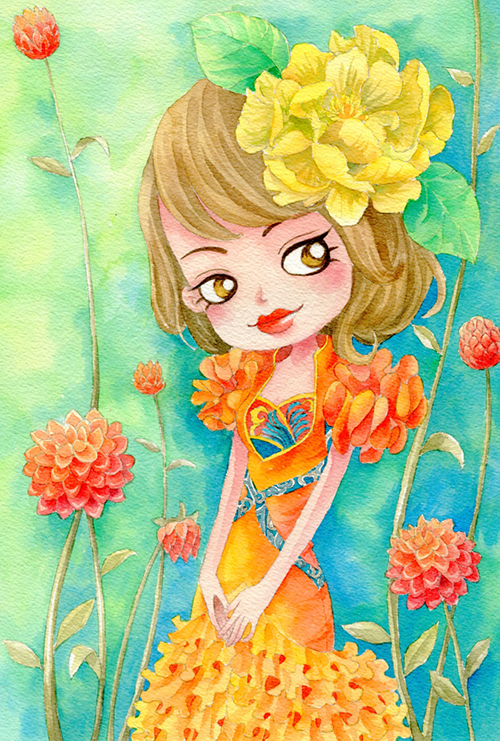 查看《【爱绘志】最红中国风 Flora花花爱着你》原图，原图尺寸：500x741
