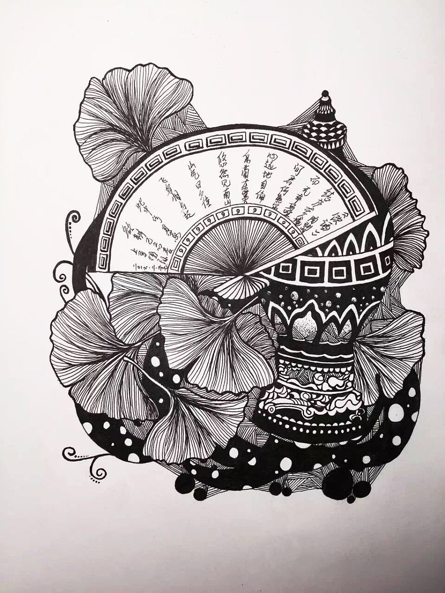 查看《中国风黑白插画》原图，原图尺寸：960x1280