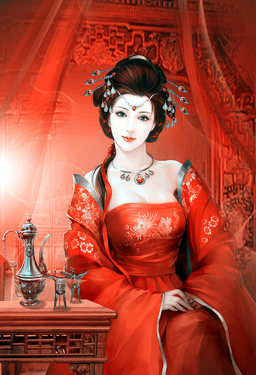 中式风格唯美美女插画创意作品