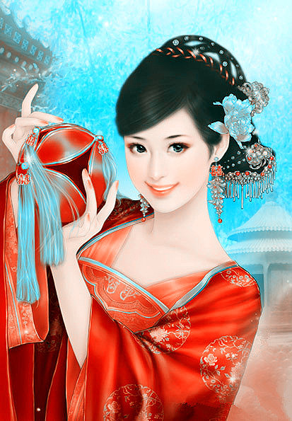 中式风格唯美美女插画创意作品
