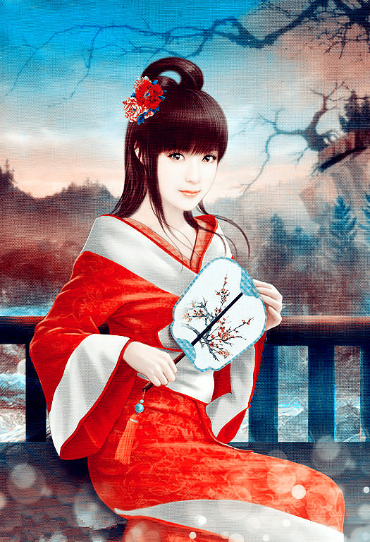 中式风格唯美美女插画创意作品