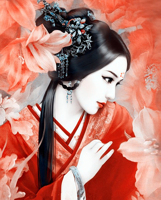 中式风格唯美美女插画创意作品
