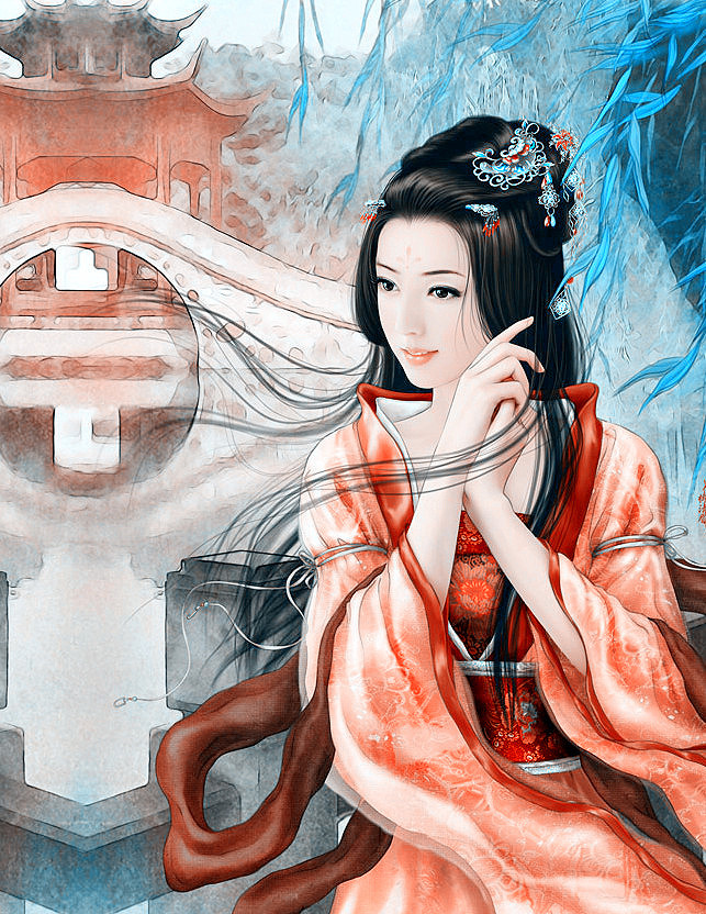 中式风格唯美美女插画创意作品