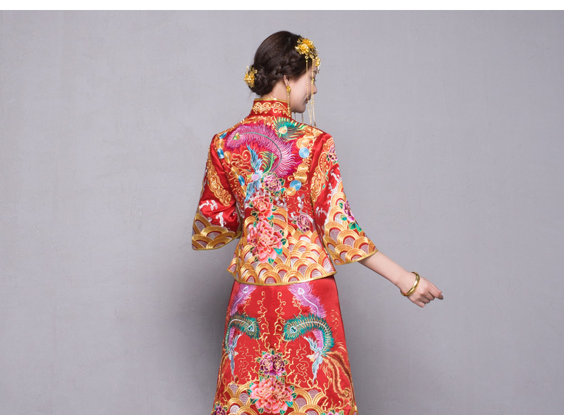 秀禾服新娘礼服嫁衣，中式结婚秀禾小拖尾喜服