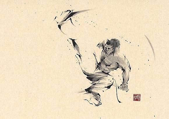 日本勝亦勇水墨功夫中华武术插画(八)