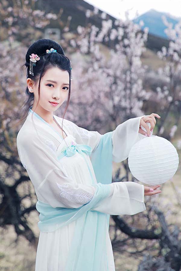 大摆绣花齐胸襦裙，汉服