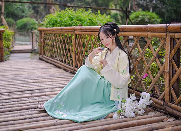 汉服  绣花交领齐腰襦裙
