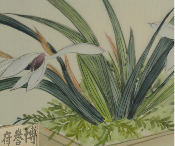 真丝双面工笔手绘团扇“清雅兰花”