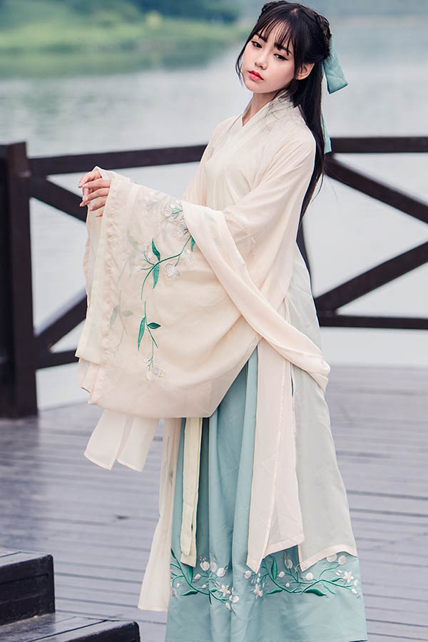 汉服 改良夏魏晋清新淡雅广袖襦裙