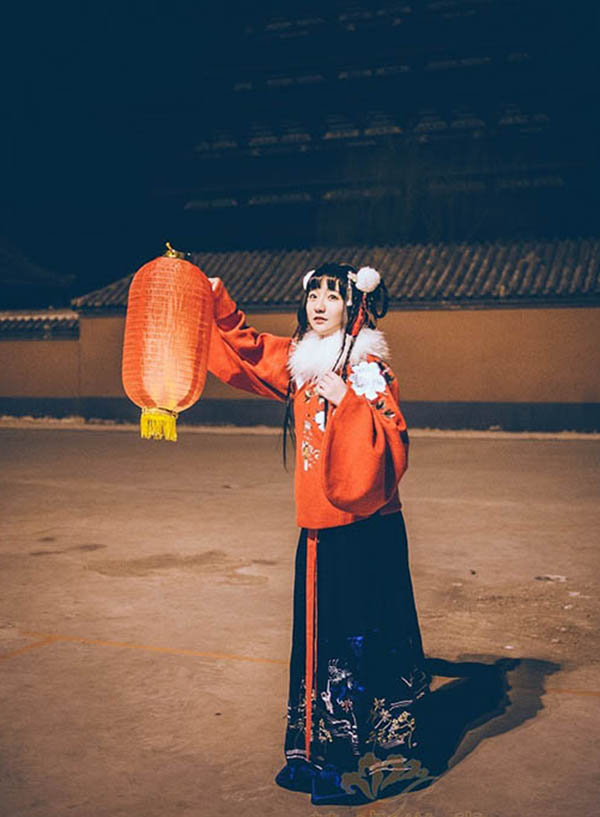 汉服绣花袄裙 立领大袖衫襦裙