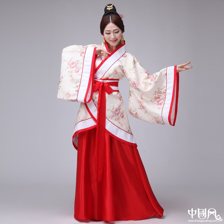 牡丹花传统广袖汉服