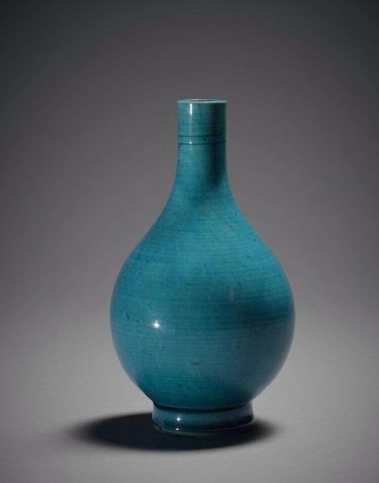 清康熙孔雀蓝釉瓷器