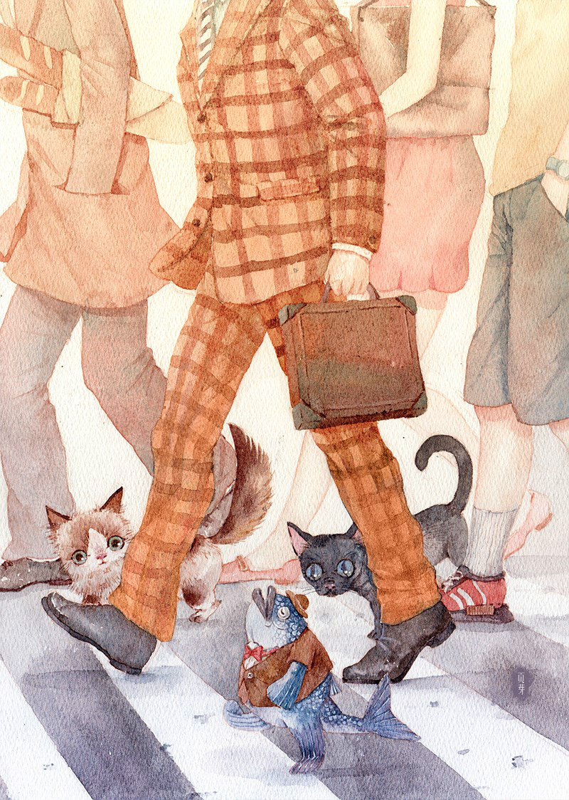 清新唯美手绘水彩插画