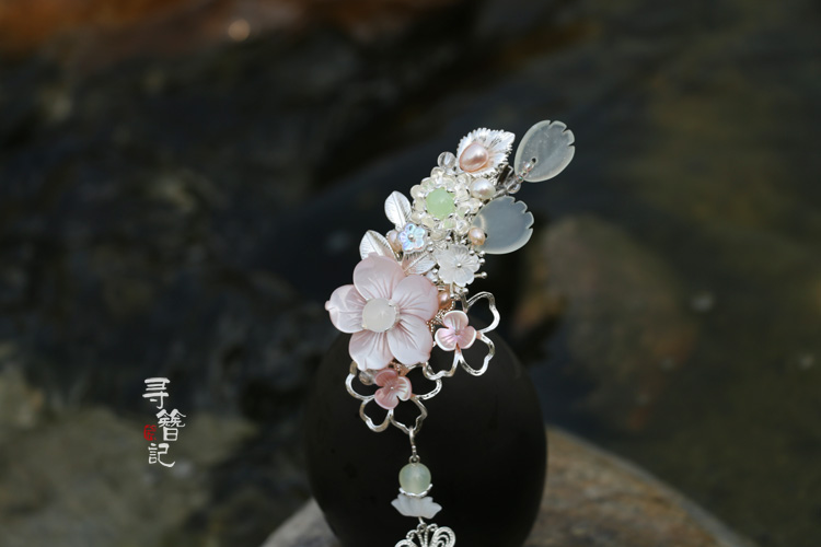 古典发簪汉服配饰古风银色清新流苏贝花头饰