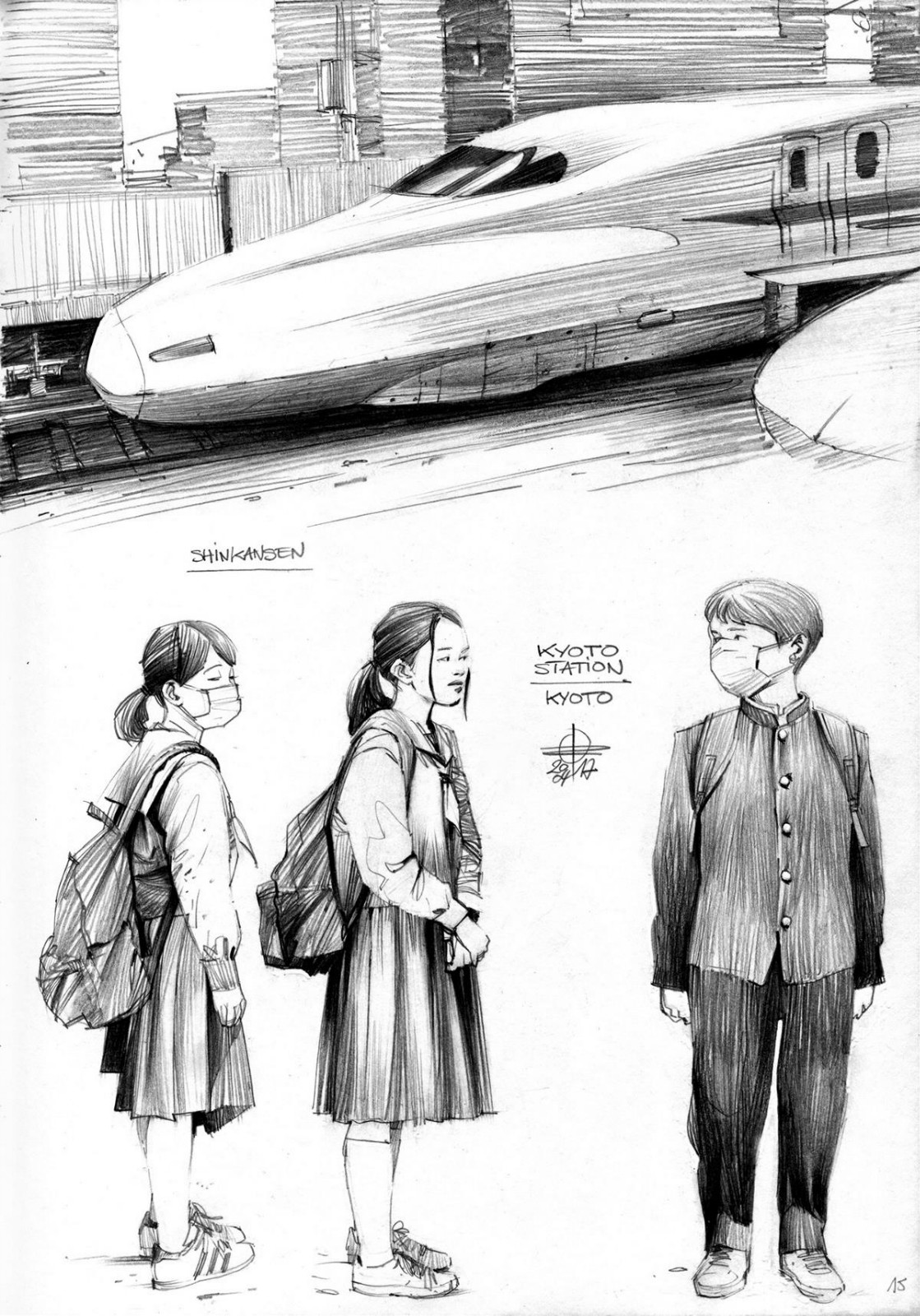 一组黑白手绘插画