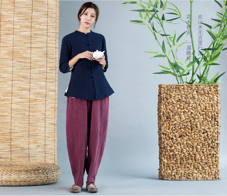 中国风唐装女外套七分袖中式茶服