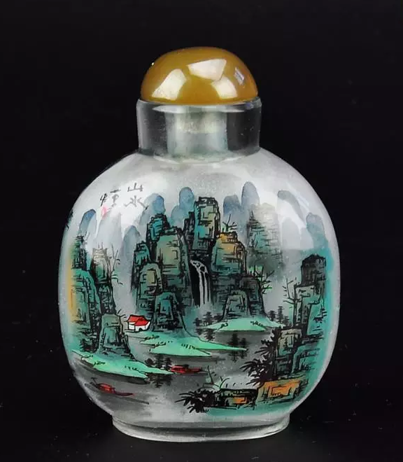 民族传统手绘内画山水风景图鼻烟壶