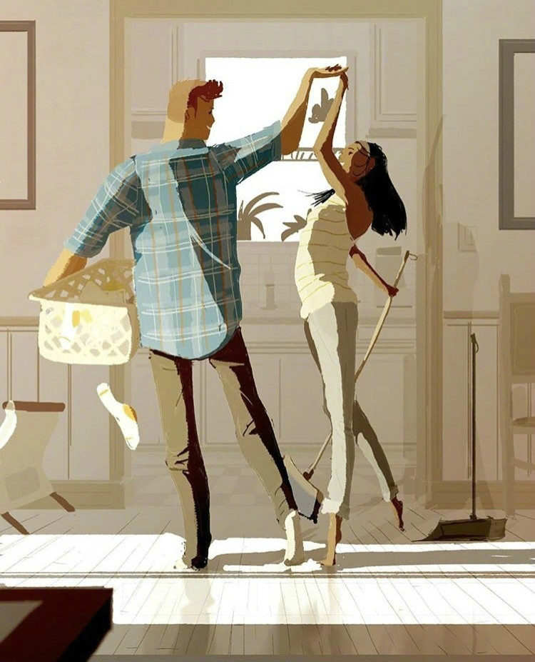 两个人的时光，唯美插画