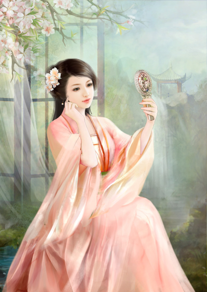 古风美女好看的插画立绘图片
