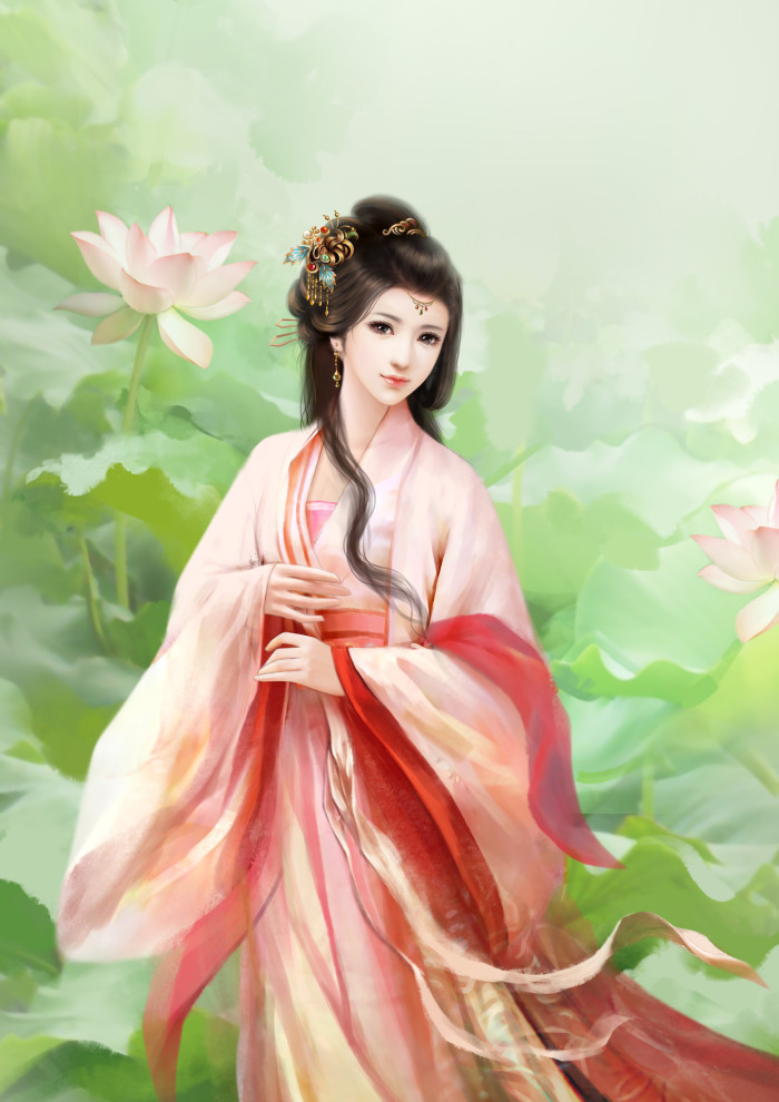古风美女好看的插画立绘图片