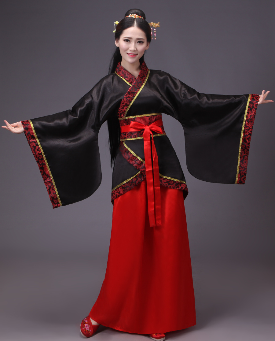 经典中国红汉服古装美女图片