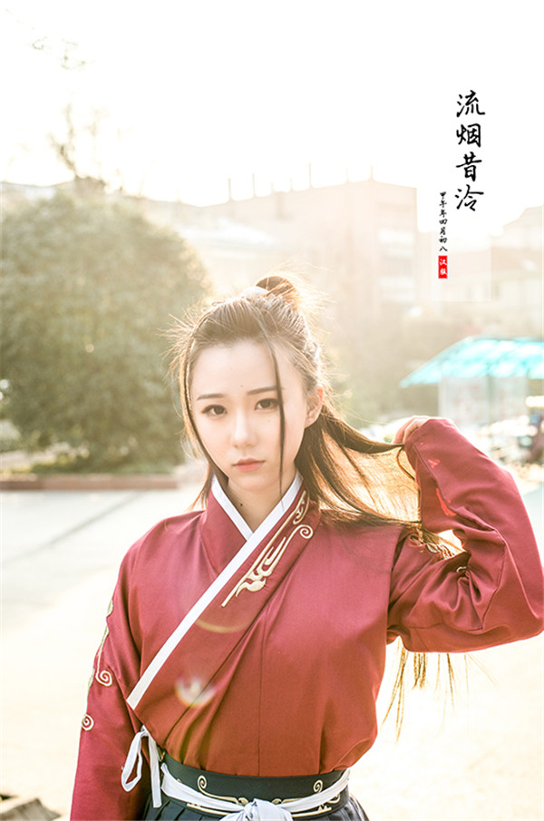 情侣汉服绣花火纹衣裳裋褐