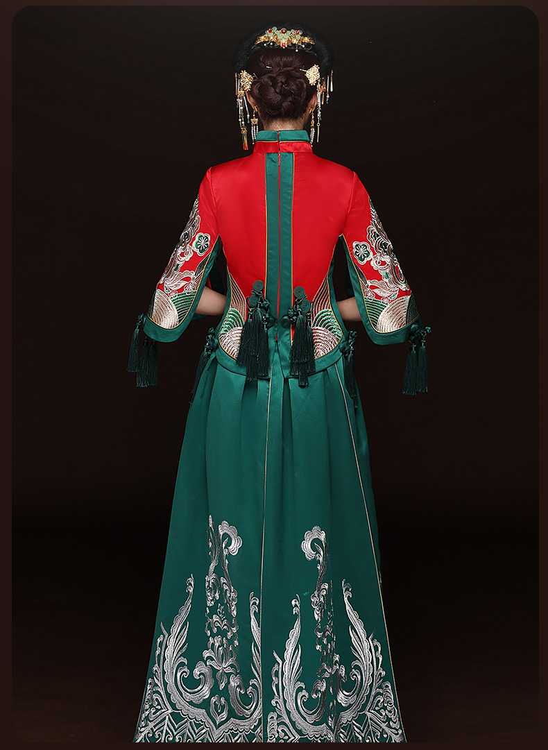 秋季新款红色敬酒服，改良旗袍长款