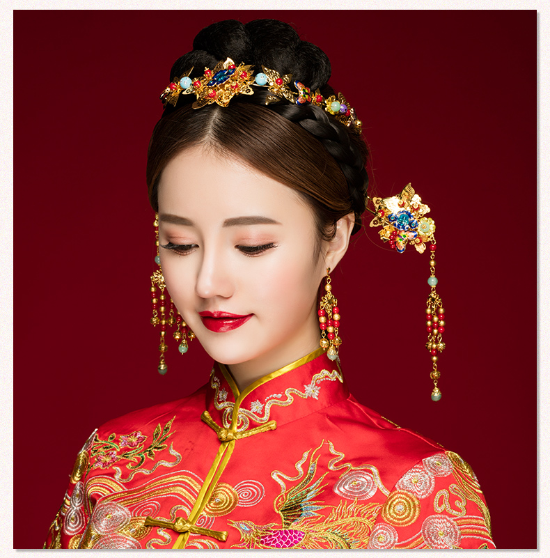 古典步摇新娘发饰，古式婚礼发簪