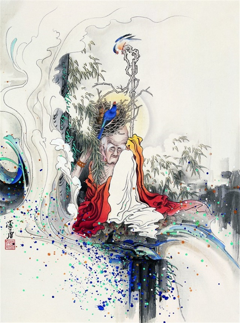佛像画家李唐工笔画罗汉图