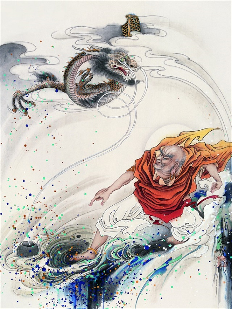 佛像画家李唐工笔画罗汉图