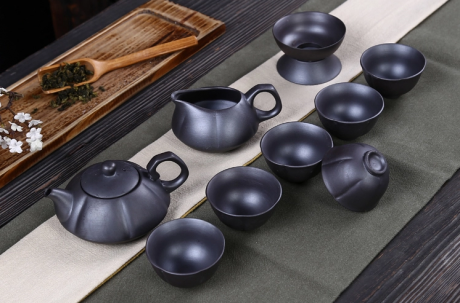 复古典雅的粗陶养生功夫茶具套
