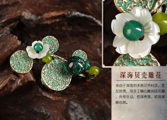 复古绿色小胸针民族风胸花饰品