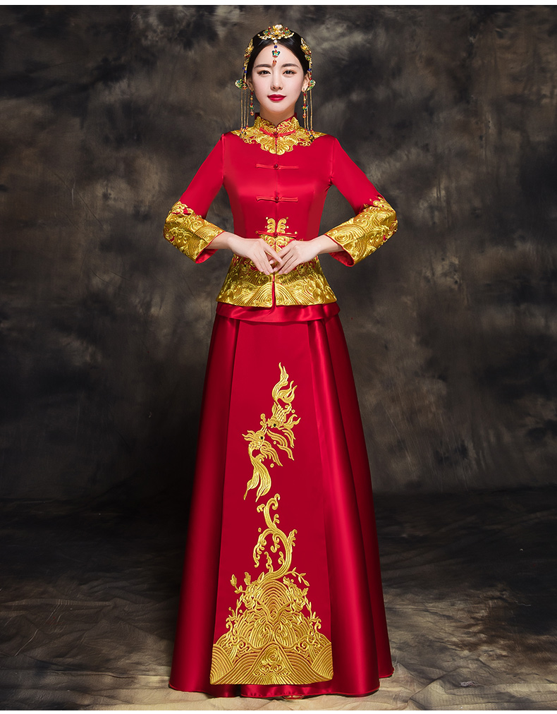 中国风新娘秀禾礼服，唯美中式结婚礼服