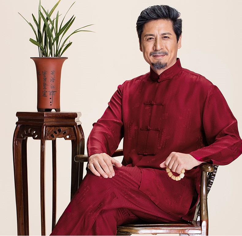 三款颜色真丝中老年长袖唐装