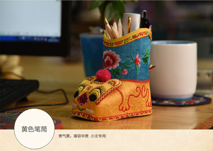 中国风传统手工怀旧迷你小鞋子简约刺绣笔筒