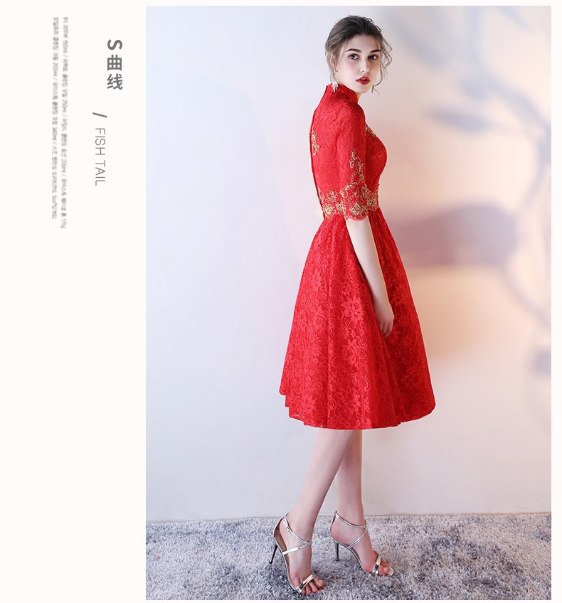 性感优雅中式礼服，复古浪漫蕾丝晚礼服