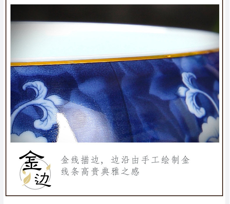 清秀素雅的国粹青花手绘陶瓷茶洗水盂