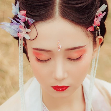 蝶莲花女生头像，唯美古风真人头像