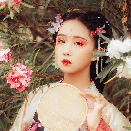 蝶莲花女生头像，唯美古风真人头像