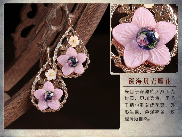 紫色花朵古风耳环首饰
