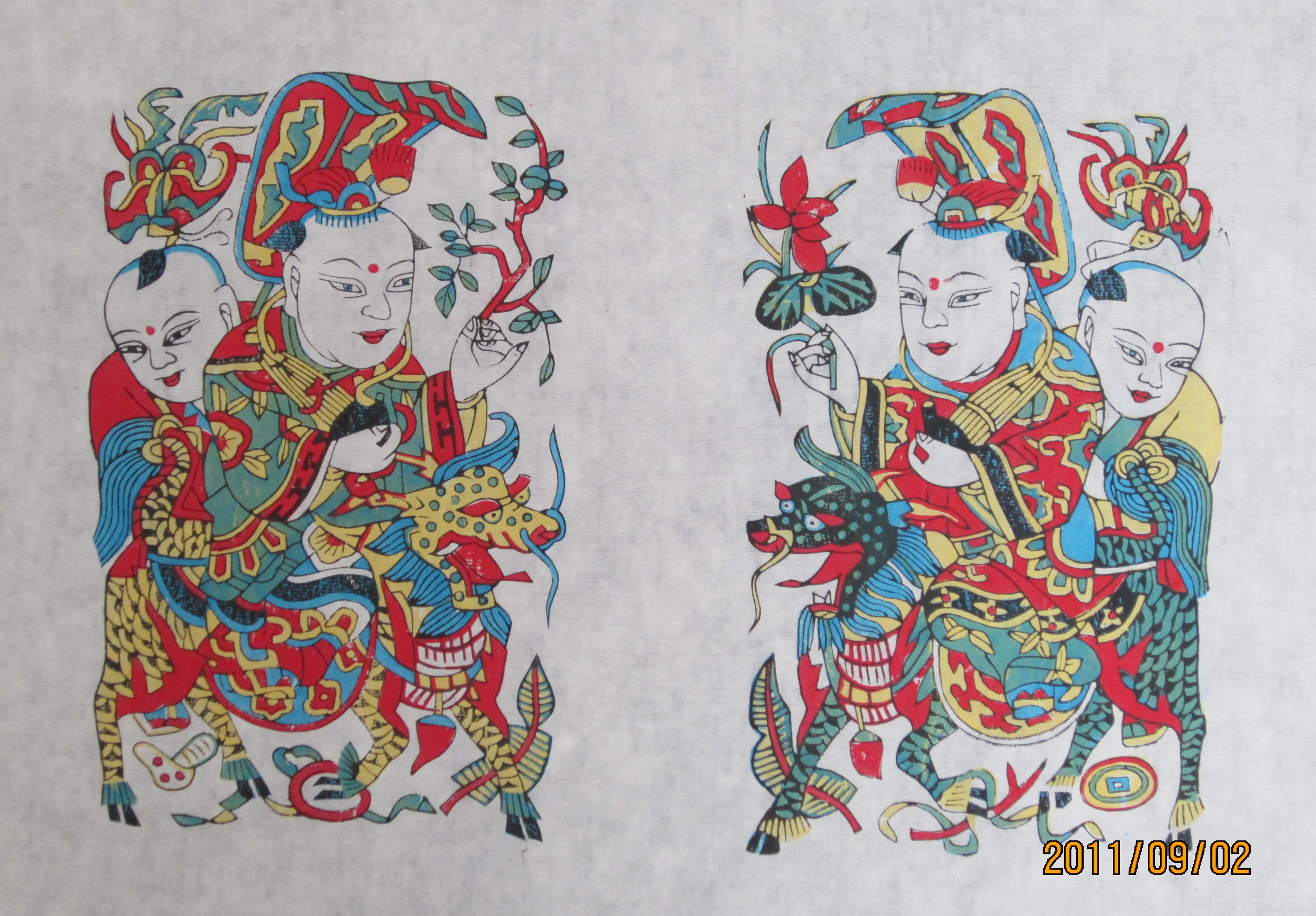 15款生动门神人物年画，唯美中国吉祥人物年画