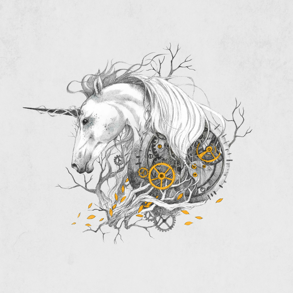 手绘动物插画设计，黑白创意插画图片