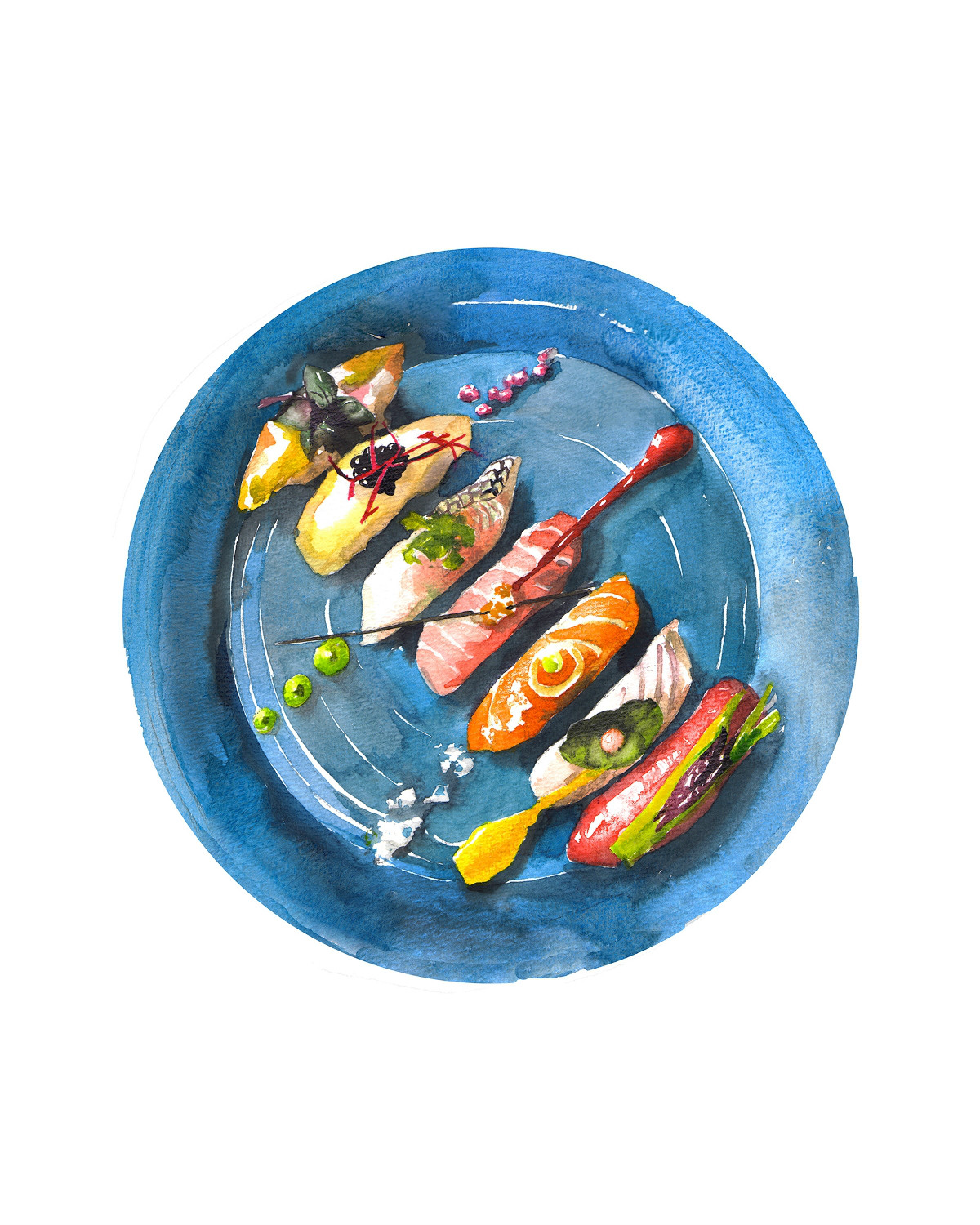 精致逼真的食物水彩插画，淡雅手绘插画图片