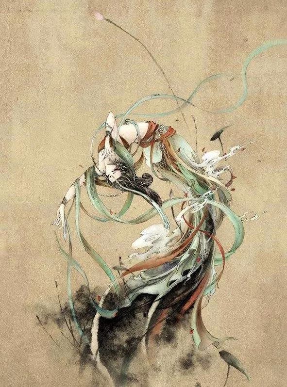 古典唯美插画：杉泽的中国风水墨百鬼图插画