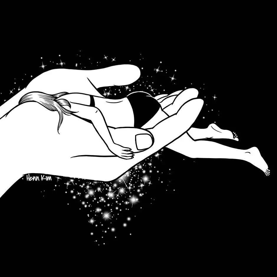 一组扎心黑色治愈系漫画，看哭了的黑白插画