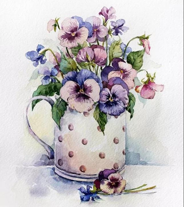 花团锦簇时尚水彩插画，唯美花卉插画图片