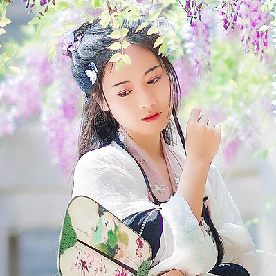 高贵气质紫藤女生头像，唯美古风真人头像